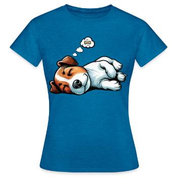 Jack Russel terrier Jack russel propriétaire Jackie - T-shirt Femme - bleu saphir antique chiné - Devant - AI Model Female 172 dark (172cm)