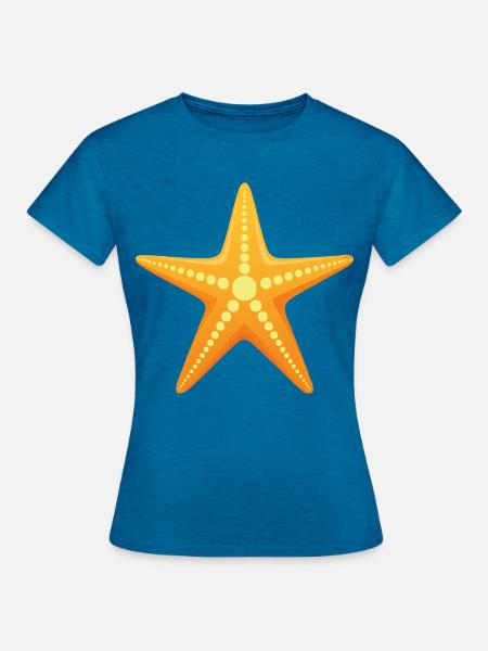 Seestern - Maritimes Strand-Meeresmotiv - Frauen T-Shirt - Antikblaues Saphir meliert