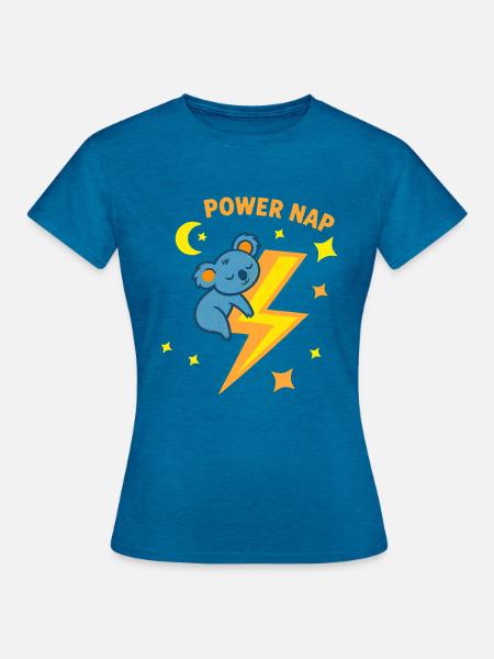 Power Nap Koala - Frauen T-Shirt - Antikblaues Saphir meliert