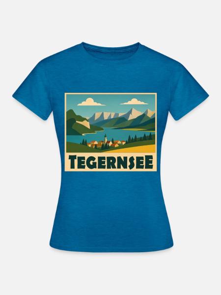 Tegernsee Minimal - Frauen T-Shirt - Antikblaues Saphir meliert