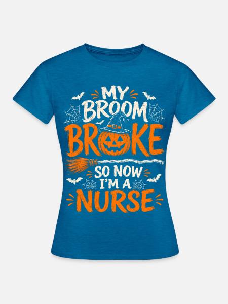 Krankenschwester Krankenpfleger Halloween - Frauen T-Shirt - Antikblaues Saphir meliert