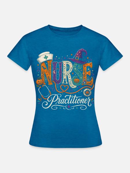 Krankenschwester Krankenpfleger Halloween - Frauen T-Shirt - Antikblaues Saphir meliert