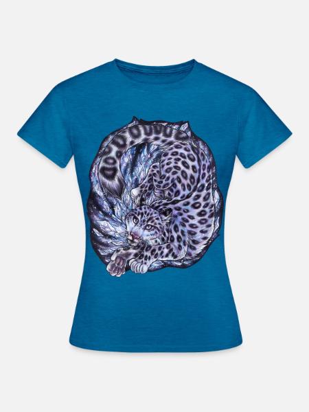 Cooler Schneeleopard Raubkatze Eis Sturm Schnee - Frauen T-Shirt - Antikblaues Saphir meliert