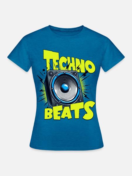 TECHNO BEATS - Frauen T-Shirt - Antikblaues Saphir meliert
