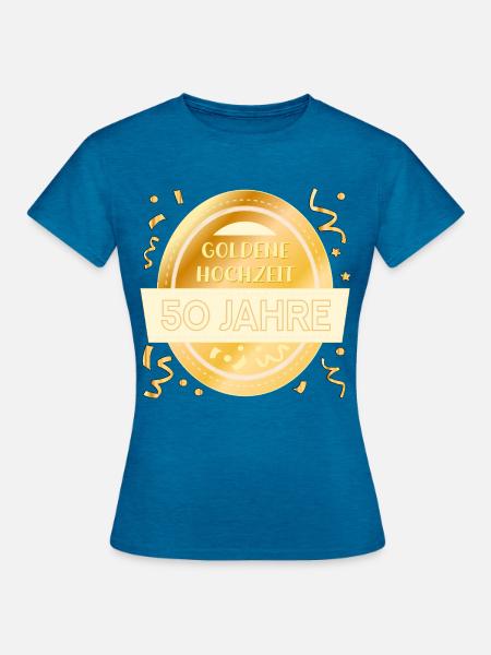 50 Jahre, Goldene Hochzeit - Frauen T-Shirt - Antikblaues Saphir meliert