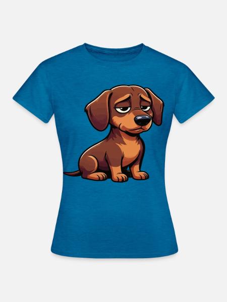 Dackel Dackelbesitzer Dackelhalter Dackelliebhaber - Frauen T-Shirt - Antikblaues Saphir meliert
