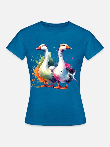 Pilgrim Gans Pilgrim Goose - Frauen T-Shirt - Antikblaues Saphir meliert