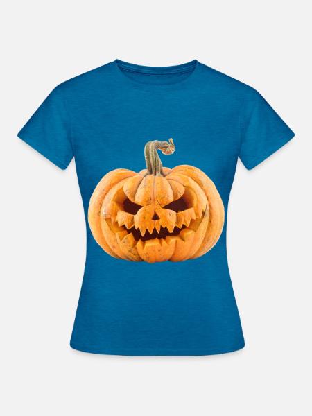 Pumpkin Halloween - Frauen T-Shirt - Antikblaues Saphir meliert