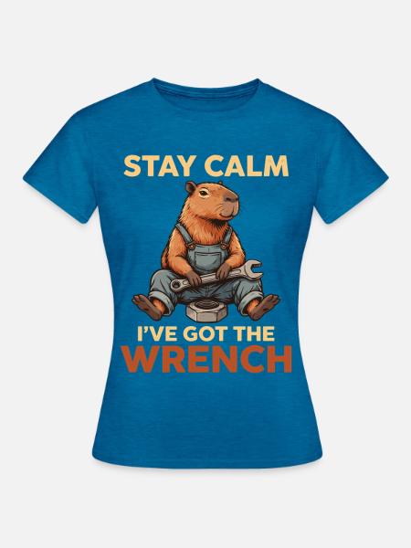 Mechaniker Capybara - Frauen T-Shirt - Antikblaues Saphir meliert