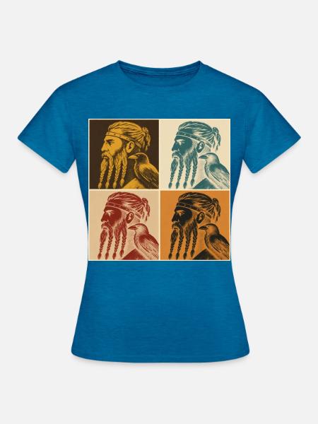 Viking Dreadpop Vierbild - Frauen T-Shirt - Antikblaues Saphir meliert