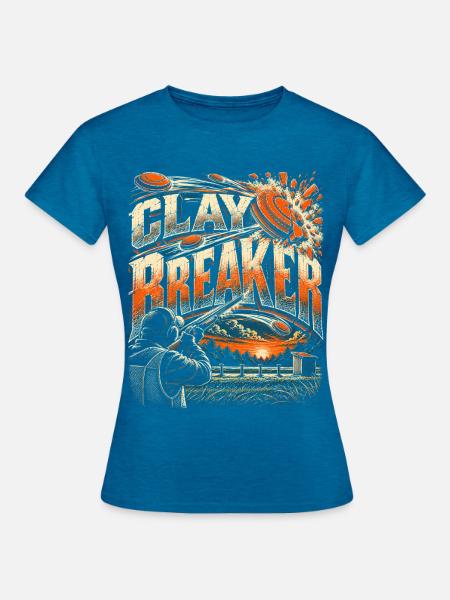 Wurfscheibenschießen Clay Breaker - Frauen T-Shirt - Antikblaues Saphir meliert