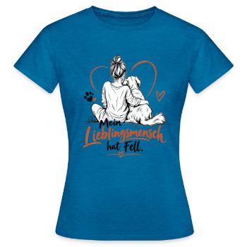 Mein Lieblingmensch hat Fell. - Frauen T-Shirt - Antikblaues Saphir meliert - Vorne - AI Model Female 172 dark (172cm)