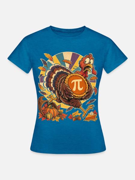 Thanksgiving-Truthahn mit Kürbis-Pi für Mathefans - Frauen T-Shirt - Antikblaues Saphir meliert