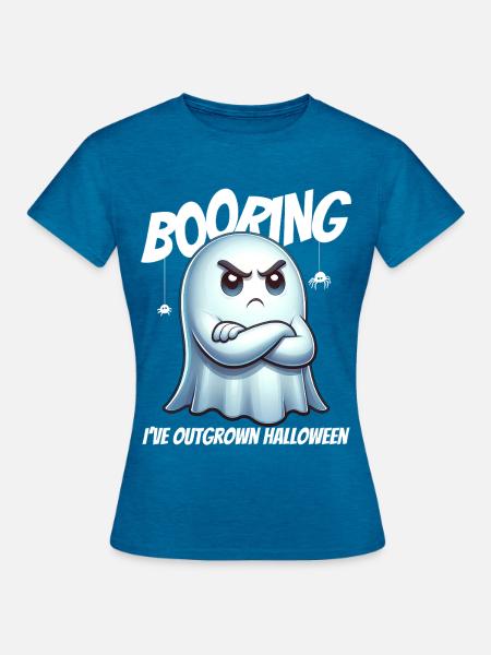 Booring Halloween Geist - Frauen T-Shirt - Antikblaues Saphir meliert