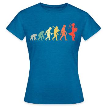 Retro Dudelsack Evolution Für Dudelsackspieler - Frauen T-Shirt - Antikblaues Saphir meliert - Vorne - AI Model Female 172 dark (172cm)