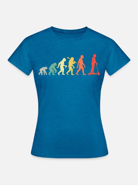 Retro Roller Evolution Elektroroller Rollerfahrer - Frauen T-Shirt - Antikblaues Saphir meliert