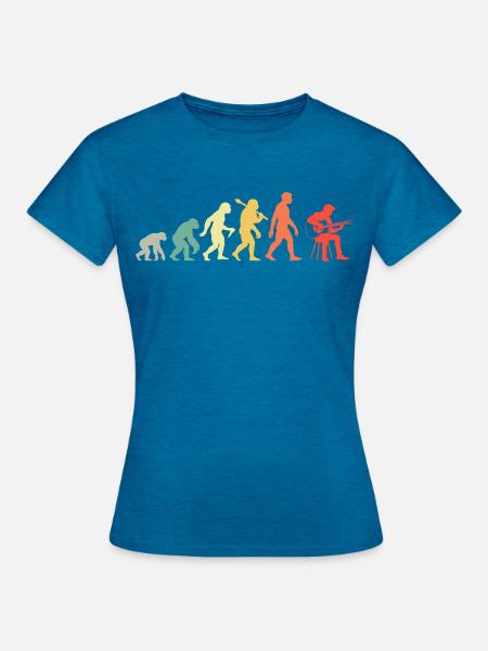 Akustikgitarre Evolution Retro Gitarrenspieler - Frauen T-Shirt - Antikblaues Saphir meliert