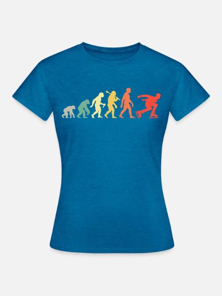 Retro Eisschnellauf Evolution Eisschnellläufer - Frauen T-Shirt - Antikblaues Saphir meliert