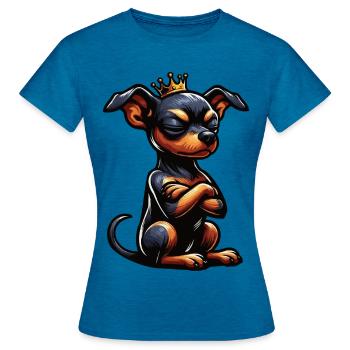 Pinscher miniature Pinscher Pinscher Pinscher Propriétaire Minpin - T-shirt Femme - bleu saphir antique chiné - Devant - AI Model Female 172 dark (172cm)