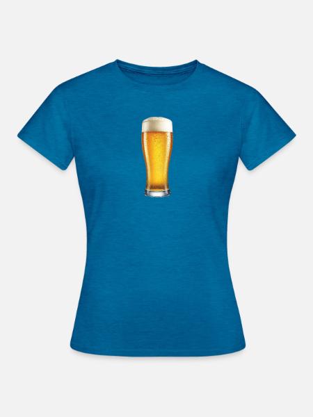 Craftbier Glasdesign Bierglas Bier - Frauen T-Shirt - Antikblaues Saphir meliert