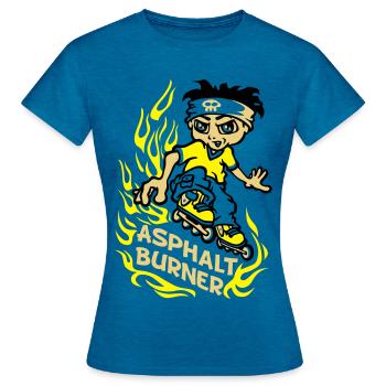 Asphalt burner flex - Frauen T-Shirt - Antikblaues Saphir meliert - Vorne - AI Model Female 172 dark (172cm)