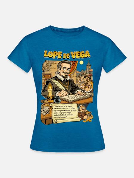 Lope de Vega - Frauen T-Shirt - Antikblaues Saphir meliert