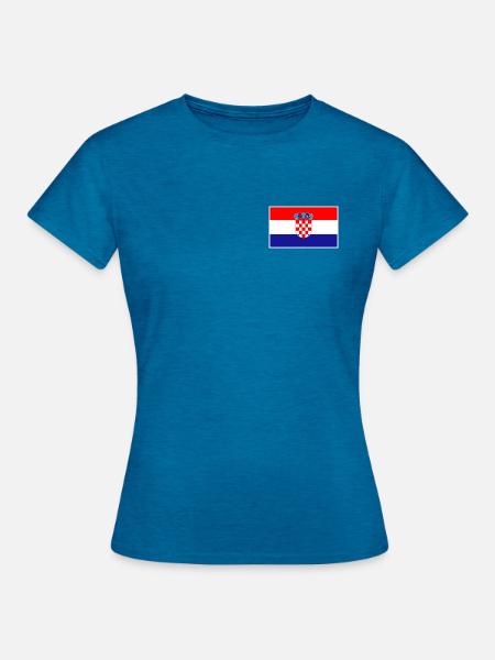 Croatia Flag Classic Frame - Frauen T-Shirt - Antikblaues Saphir meliert