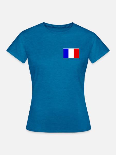 France Flag Classic Frame - Frauen T-Shirt - Antikblaues Saphir meliert