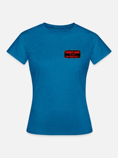FAHRRAD FINGER WEG AUFKLEBER - Frauen T-Shirt - Antikblaues Saphir meliert