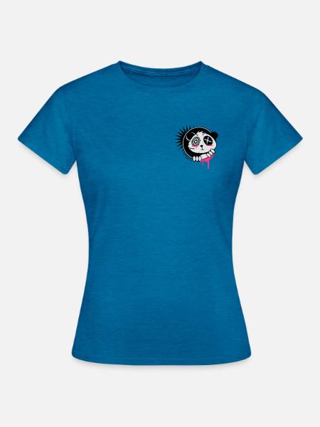 Ein Sticker mit Panda Bär Kopf - Frauen T-Shirt - Antikblaues Saphir meliert