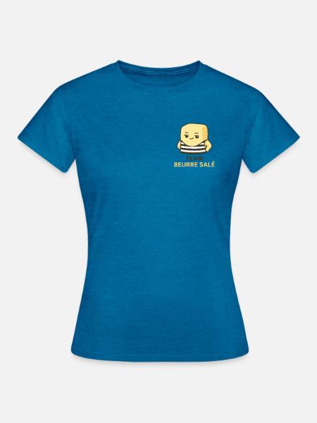 Team mit gesalzener Butter - Frauen T-Shirt - Antikblaues Saphir meliert