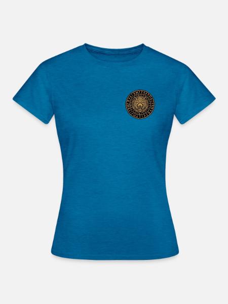 Germanen Wolf Runen - Frauen T-Shirt - Antikblaues Saphir meliert