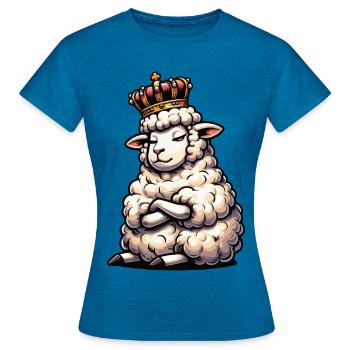 Schaf Schafe Schäfer Schafhalter Schafbock - Frauen T-Shirt - Antikblaues Saphir meliert - Vorne - AI Model Female 172 dark (172cm)