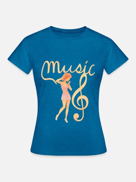 Tänzer mit Violinschlüssel - Frauen T-Shirt - Antikblaues Saphir meliert