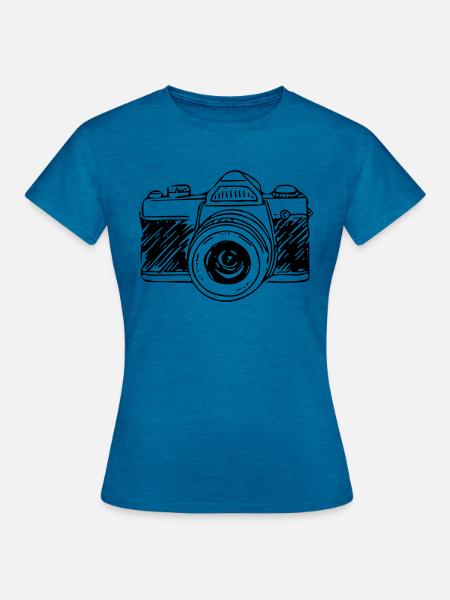 Kamera - Frauen T-Shirt - Antikblaues Saphir meliert