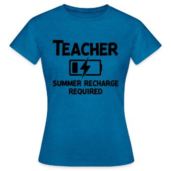 Recharge d’été pour les enseignants - T-shirt Femme - bleu saphir antique chiné - Devant - AI Model Female 172 dark (172cm)