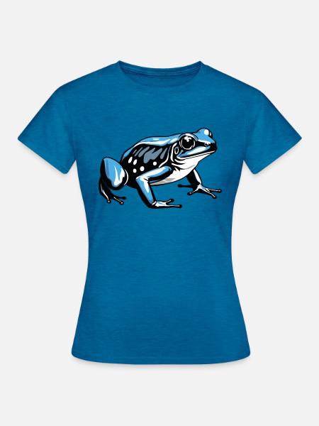 Frosch - Cute Amphibian Design - Frauen T-Shirt - Antikblaues Saphir meliert