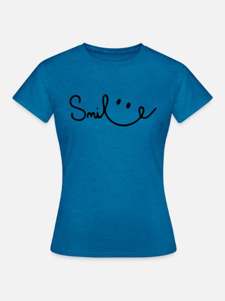 lächeln - Frauen T-Shirt - Antikblaues Saphir meliert