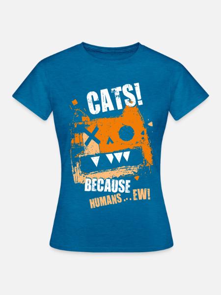 cat_cats_pussycat_pet - Frauen T-Shirt - Antikblaues Saphir meliert