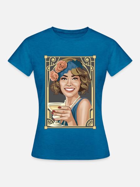 Zwanziger Club - Frauen T-Shirt - Antikblaues Saphir meliert