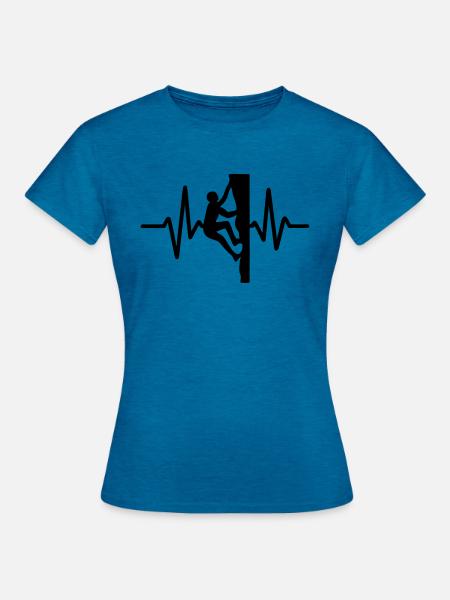 Klettern Herzschlag - Frauen T-Shirt - Antikblaues Saphir meliert