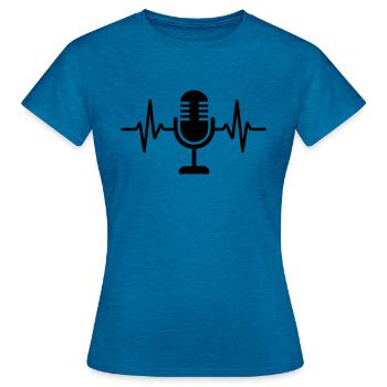 Mikrofon Singen Podcast Streaming - Frauen T-Shirt - Antikblaues Saphir meliert - Vorne - AI Model Female 172 dark (172cm)