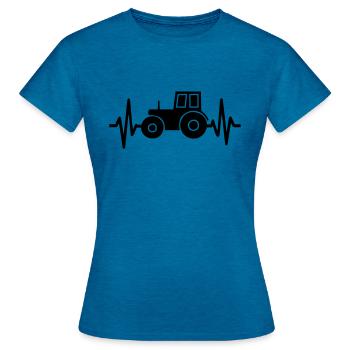 Battements de cœur de l’agriculteur - T-shirt Femme - bleu saphir antique chiné - Devant - AI Model Female 172 dark (172cm)