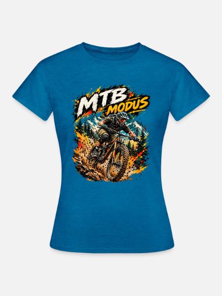 MTB Modus Bergtrail Splash - Frauen T-Shirt - Antikblaues Saphir meliert