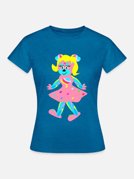 Regenbogentriene - Phantasie - Tierchen - Frauen T-Shirt - Antikblaues Saphir meliert