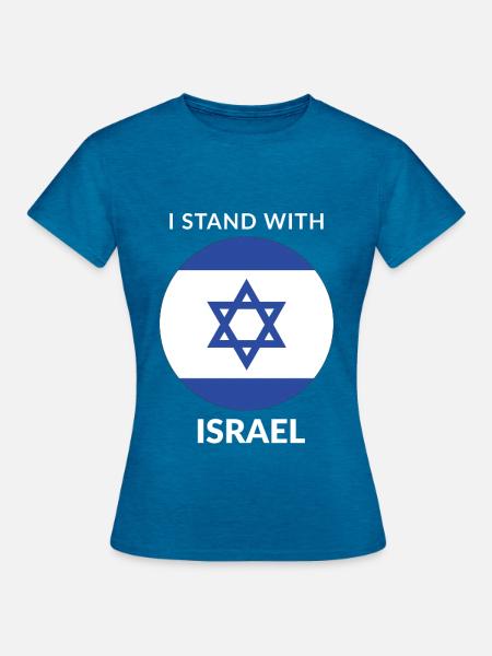 I STAND WITH ISRAEL - Frauen T-Shirt - Antikblaues Saphir meliert