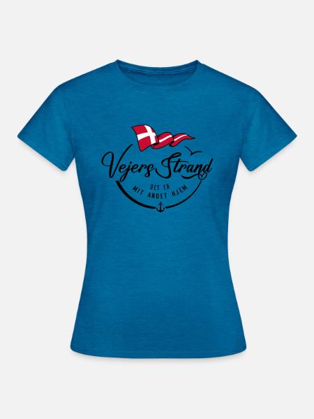 VEJERS STRAND - Meine zweite Heimat - b - Frauen T-Shirt - Antikblaues Saphir meliert