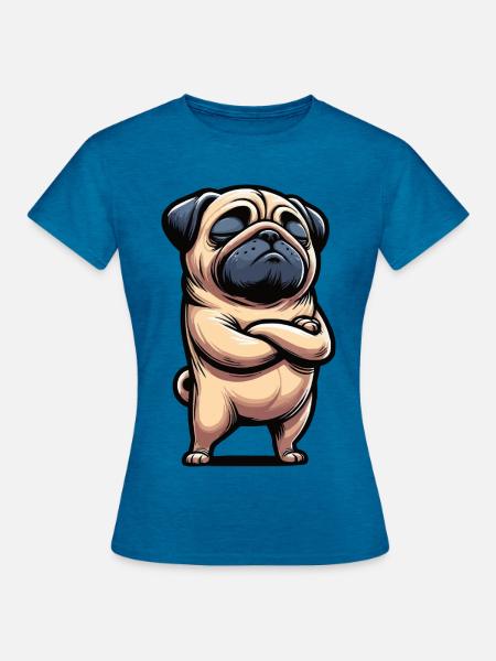 Mops Möpse Mopsbesitzer Mopsliebhaber Mopshalter - Frauen T-Shirt - Antikblaues Saphir meliert