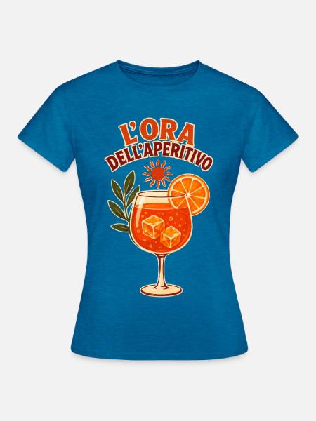 L'Ora dell'Aperitivo - Italienischer Sommer - Frauen T-Shirt - Antikblaues Saphir meliert