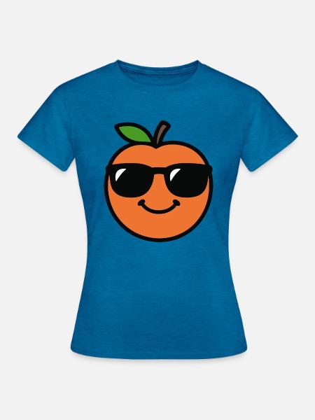 Orangenkopf - Frauen T-Shirt - Antikblaues Saphir meliert